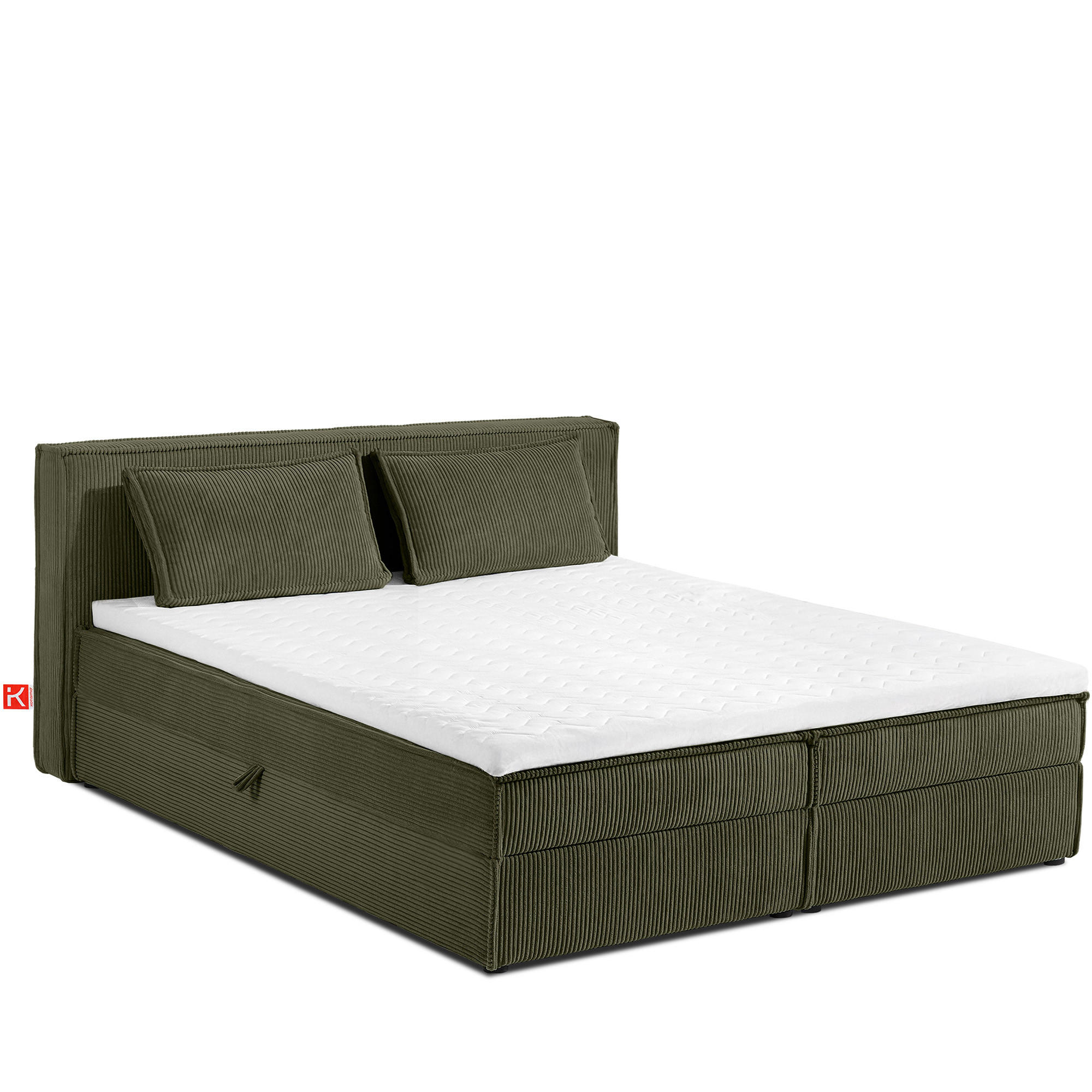 BOXSPRINGBETT ROTI mit Stauraum, oliv - Schwarz/Olivgrün, Holz/Holzwerkstoff (180/200cm) - KONSIMO®