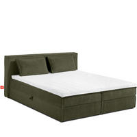 BOXSPRINGBETT ROTI mit Stauraum, oliv - Schwarz/Olivgrün, Holz/Holzwerkstoff (180/200cm) - KONSIMO®