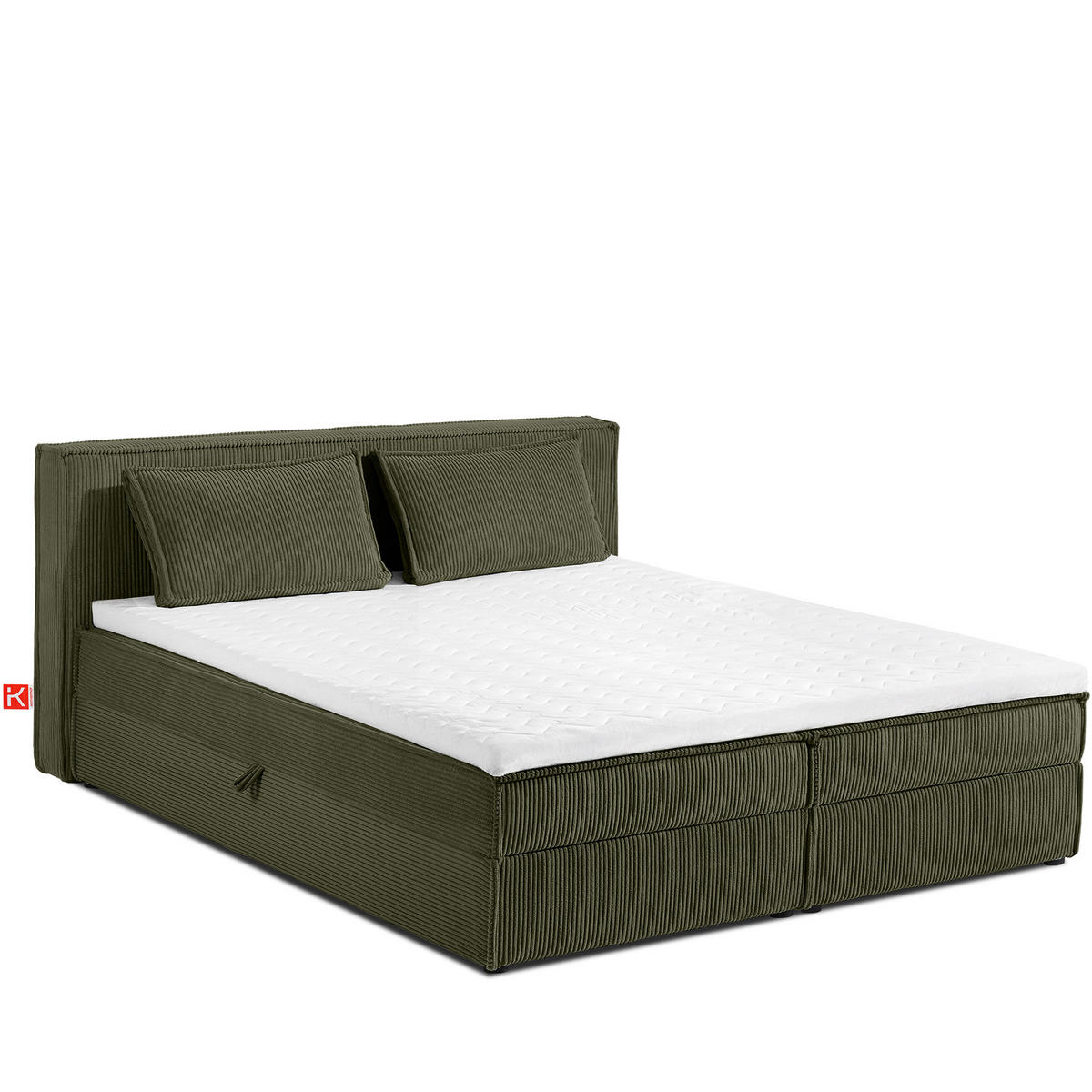 BOXSPRINGBETT ROTI mit Stauraum, oliv - Schwarz/Olivgrün, Holz/Holzwerkstoff (180/200cm) - KONSIMO®
