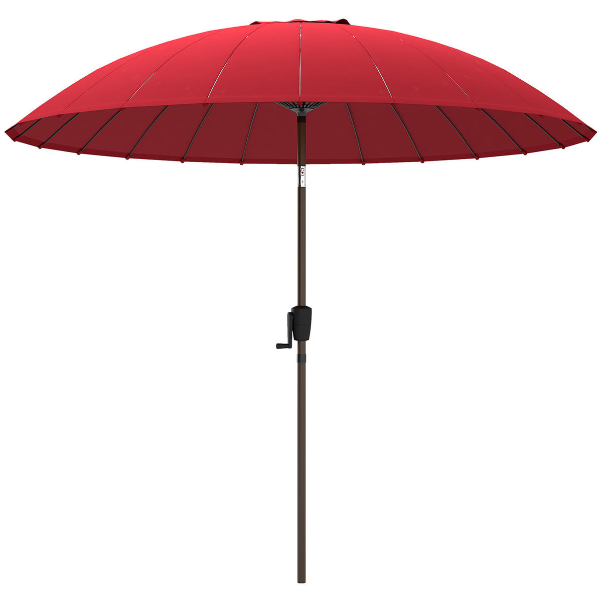 SONNENSCHIRM DE-11388 neigbar, mit Kurbel, 24 Streben Rot - Rot, Metall (260/260cm) - ComfortXL