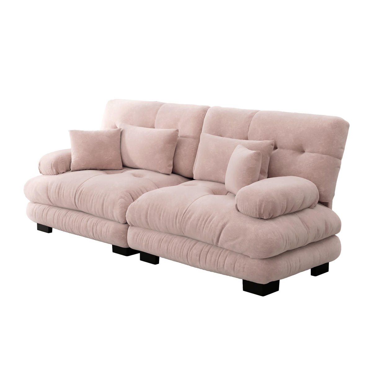 ECKSOFA 220/77/81 cm rosa aus Chenille mit modularem Design und Kissen - Pink, Textil (77/220cm) - OKWISH