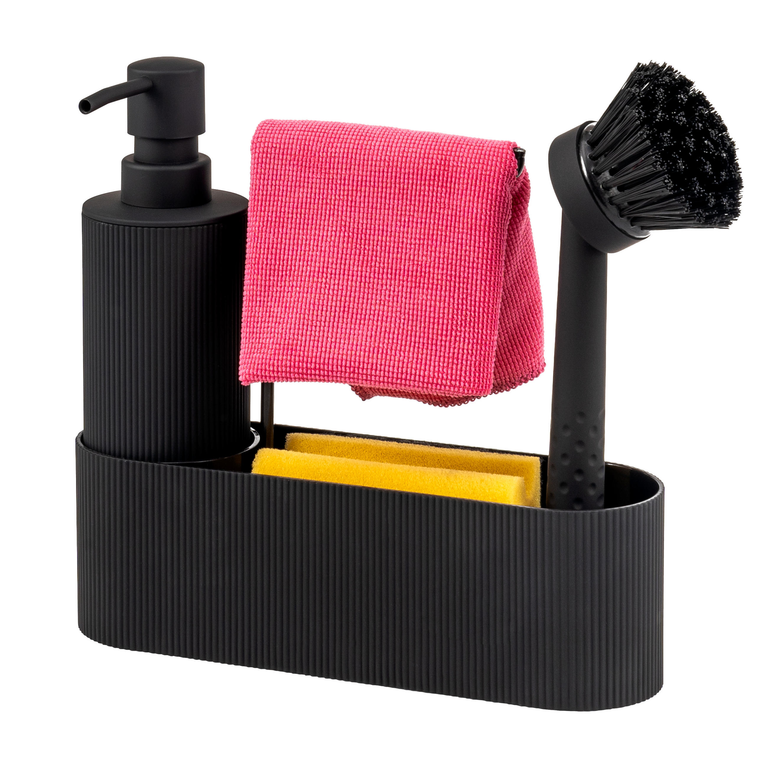 SPÜLBECKEN-SET, schwarz, Kunststoff - Schwarz, Kunststoff (22/24/6.5cm) - eluno