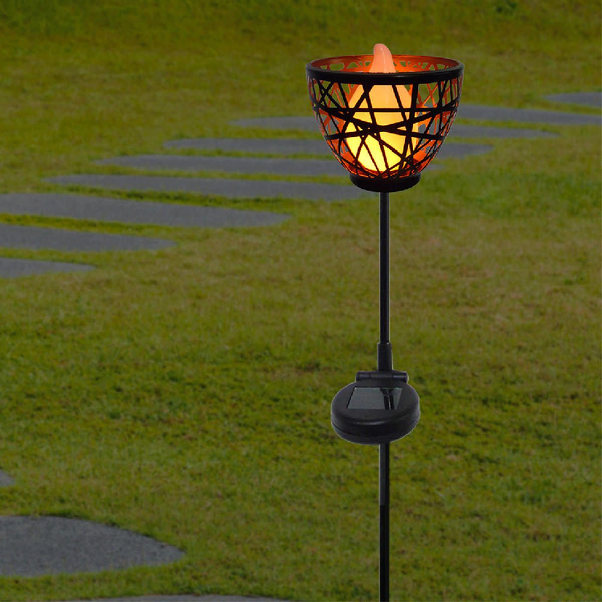SOLAR-TASCHENLAMPE BLOSSOM schwarz - Schwarz, Metall (16/16/84.5cm) - Lumisky