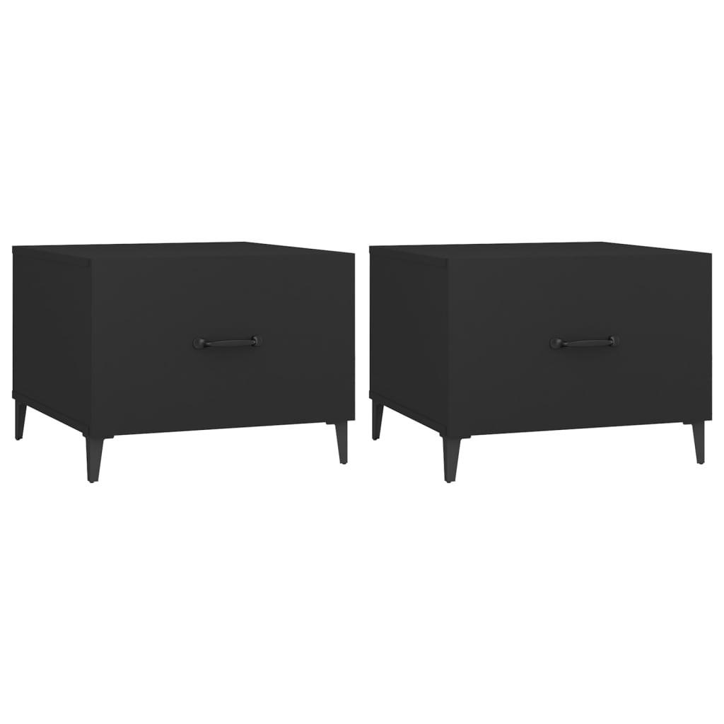 COUCHTISCHE mit Metallbeinen 2 Stk. Schwarz 50x50x40 cm - Schwarz, Holzwerkstoff (50/50/40cm) - furnicato