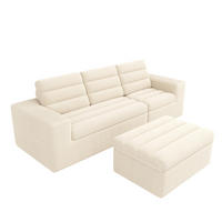SOFA Modulares Ecksofa 253 x 161 x 89 cm Beige Cord - Beige, Kunststoff (161/253cm) - Meubliv