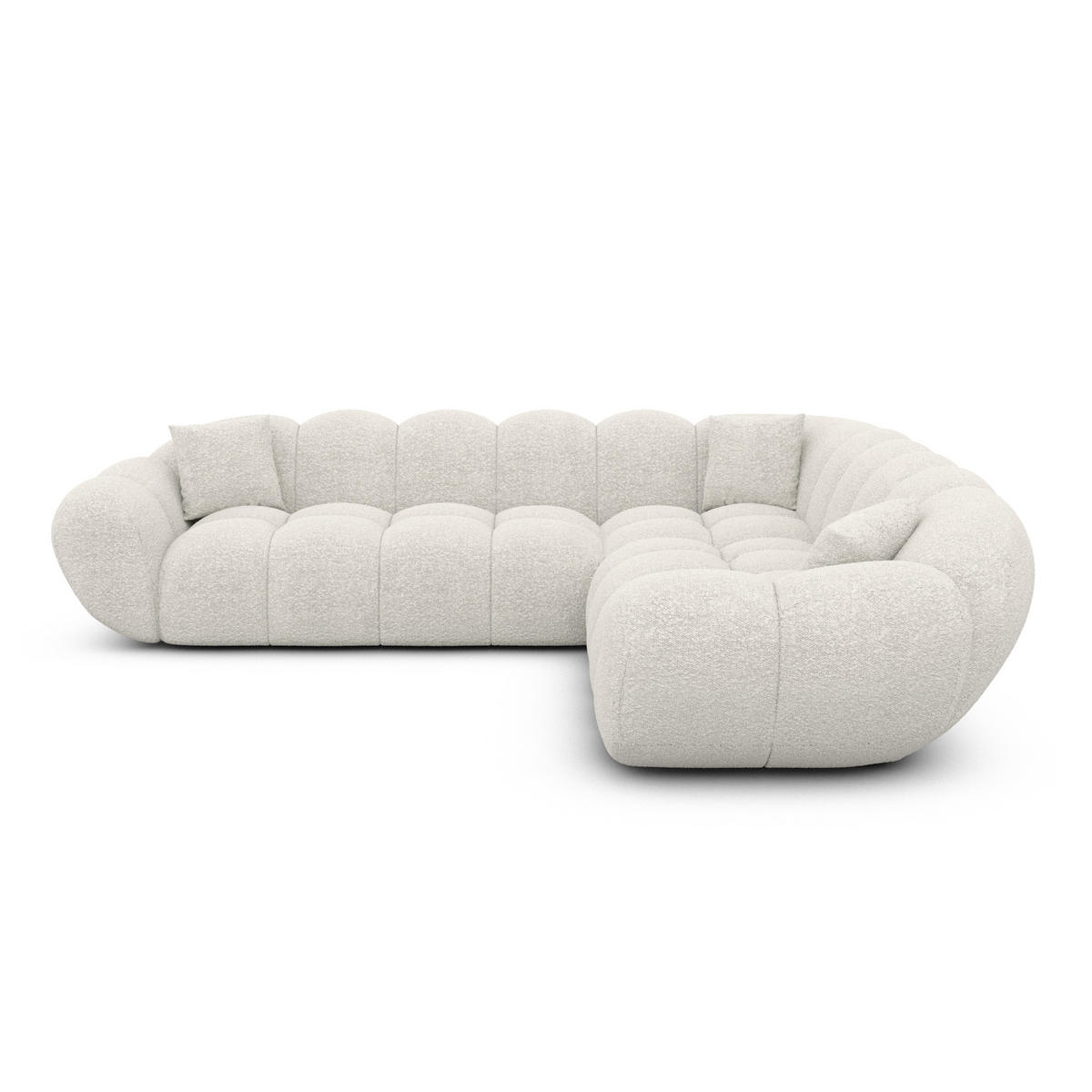 ECKSOFA Liva Weiß Bouclé - Weiß, Textil (258/258cm) - VAROYAL