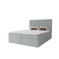 BOXBETT Nero mit 2 Bettkästen, 160x200, Hellgrau, Velourstoff, Doppelbett mit Bonell-Matratze inkl. Topper - Hellgrau, Holz/Kunststoff (160/200cm) - Marpur
