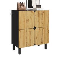SCHUHSCHRANK mit 4 Türen 80 x 38,5 x 95 cm MDF Black/Natural - Braun, Holz (38.5/95/80cm) - Beauniv