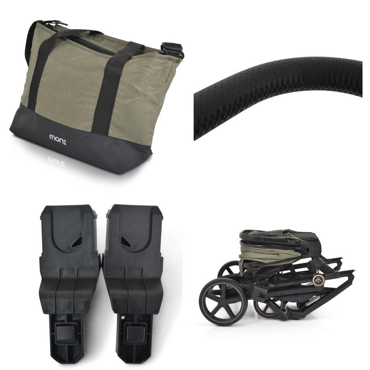 KINDERWAGEN 2 in 1 Tokyo grün umbaubar Wickeltasche Stoßdämpfer klappbar - Grün, Metall (78/58/109cm) - Moni