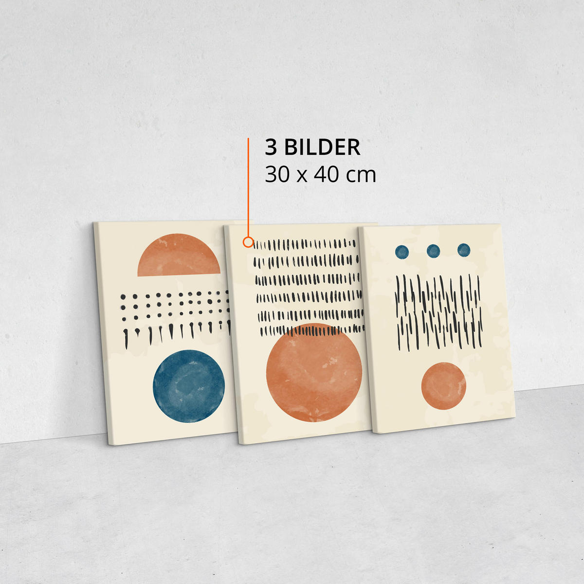LEINWANDBILDER 3-er Set Abstrakte Kunst - Türkis/Blau, Textil (90/40cm) - Muralo