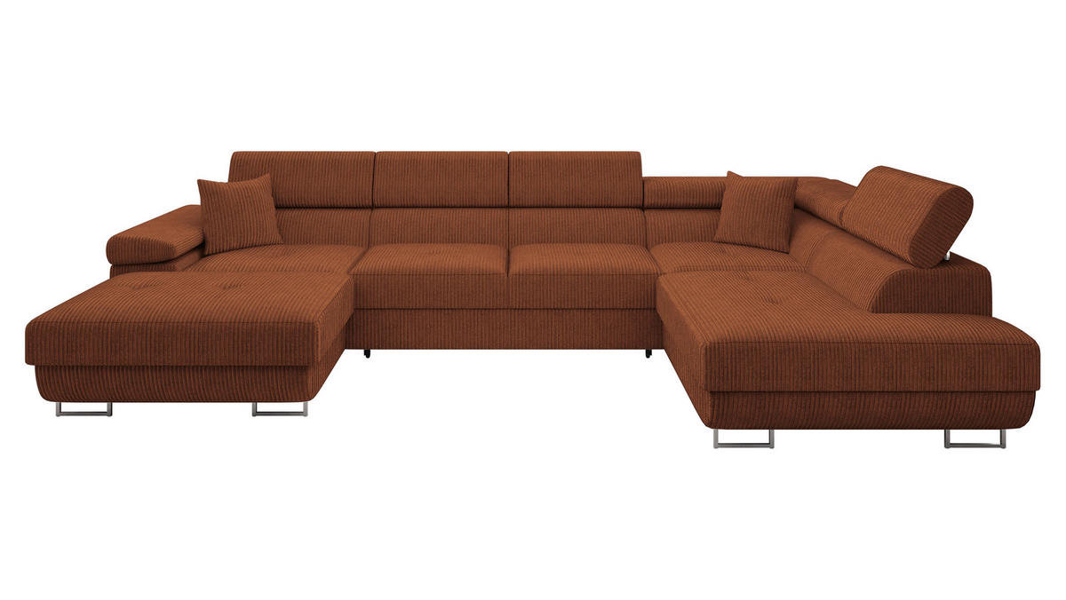 WOHNLANDSCHAFT Torezio Bis Cord, Seite: Rechts - Braun, Holz/Textil (346/90/203cm) - MIRJAN24
