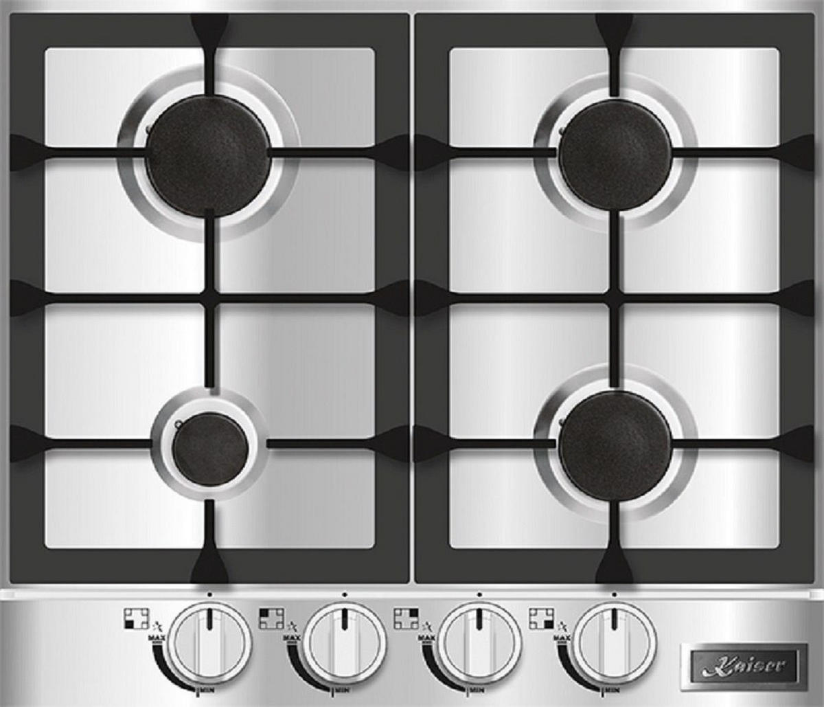 BACKOFEN-SET Einbau-Backofen 60 cm EH 6339+KG 6357 Gas-Kochfeld 60 cm - Silberfarben, Metall (59.4/59.4/57.5cm) - Kaiser Küchengeräte
