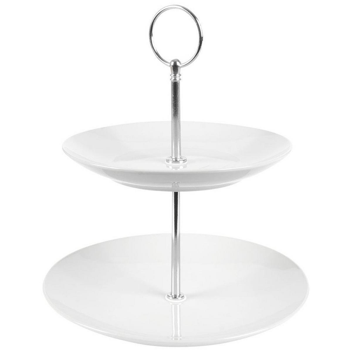 STÖCKIGE PORZELLAN-ETAGERE 21 cm Weiß - Weiß, Keramik (21/21cm) - Excellent Houseware