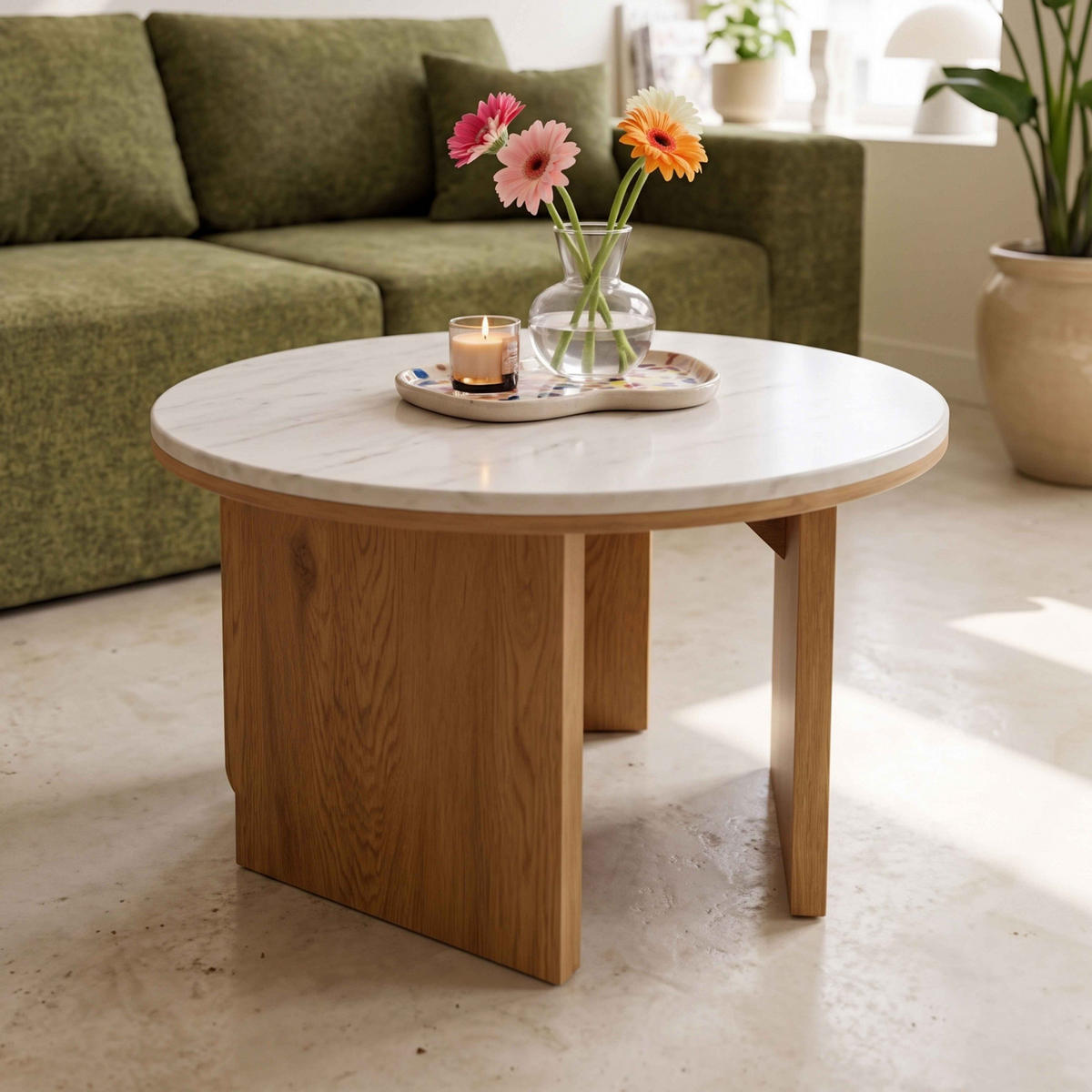 COUCHTISCH, helles Holz - Beige, Holz (80/80/45cm) - Oviala