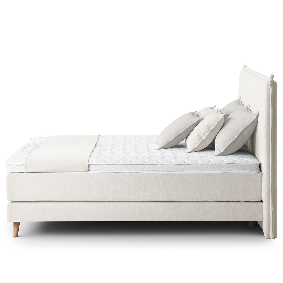 BOXSPRINGBETT - Klassisch - Platinfarben, Holz (180/200cm) - home24