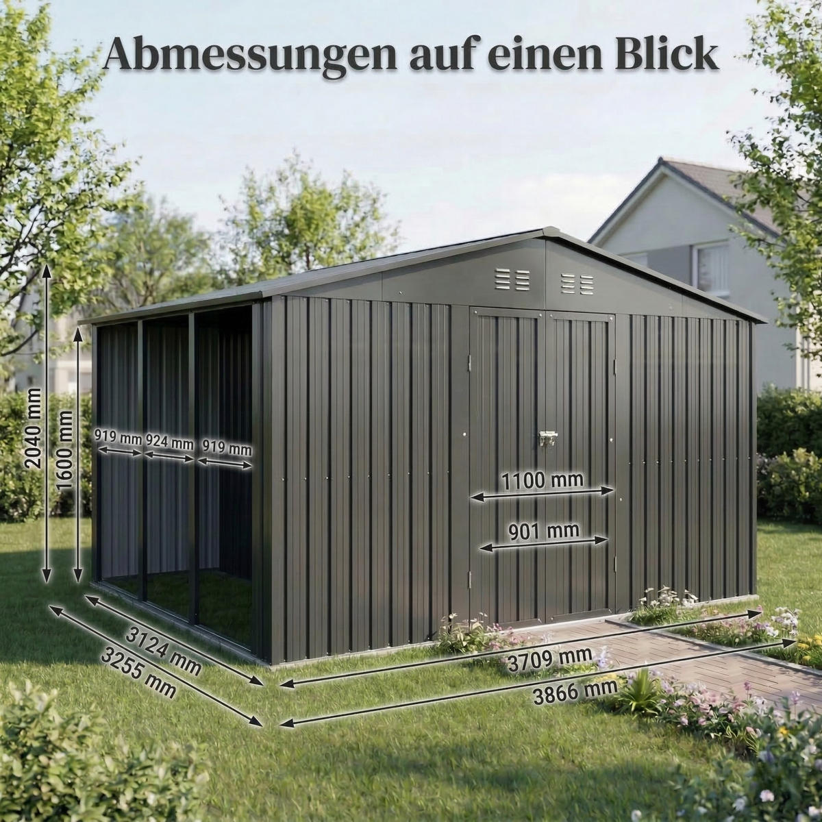 GERÄTEHAUS 4XL - Anthrazit, Metall (386.6/204/325.5cm) - Albatros