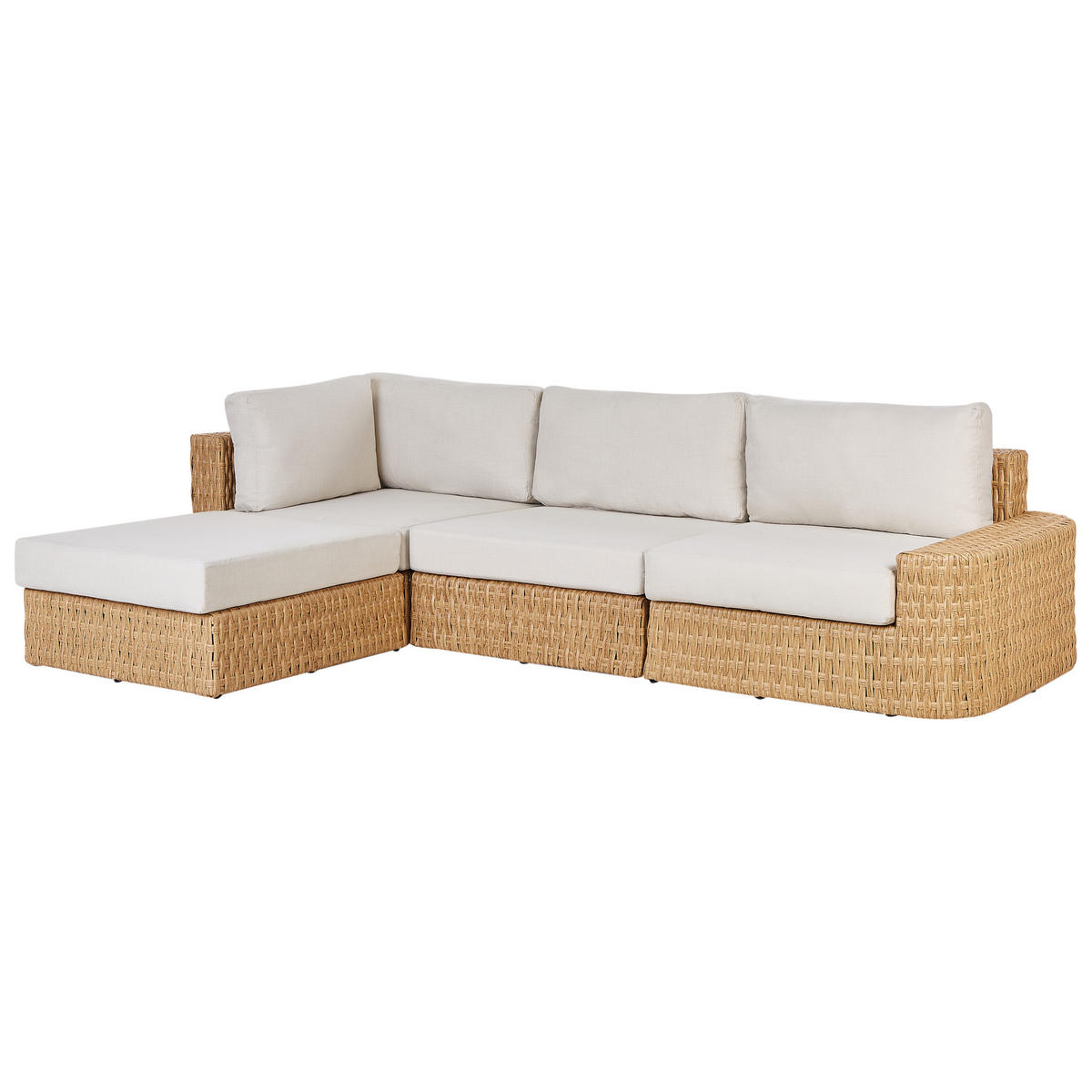 LOUNGE-SET 4-Sitzer Beige Oliveri - Beige/Naturfarben, Kunststoff - Beliani
