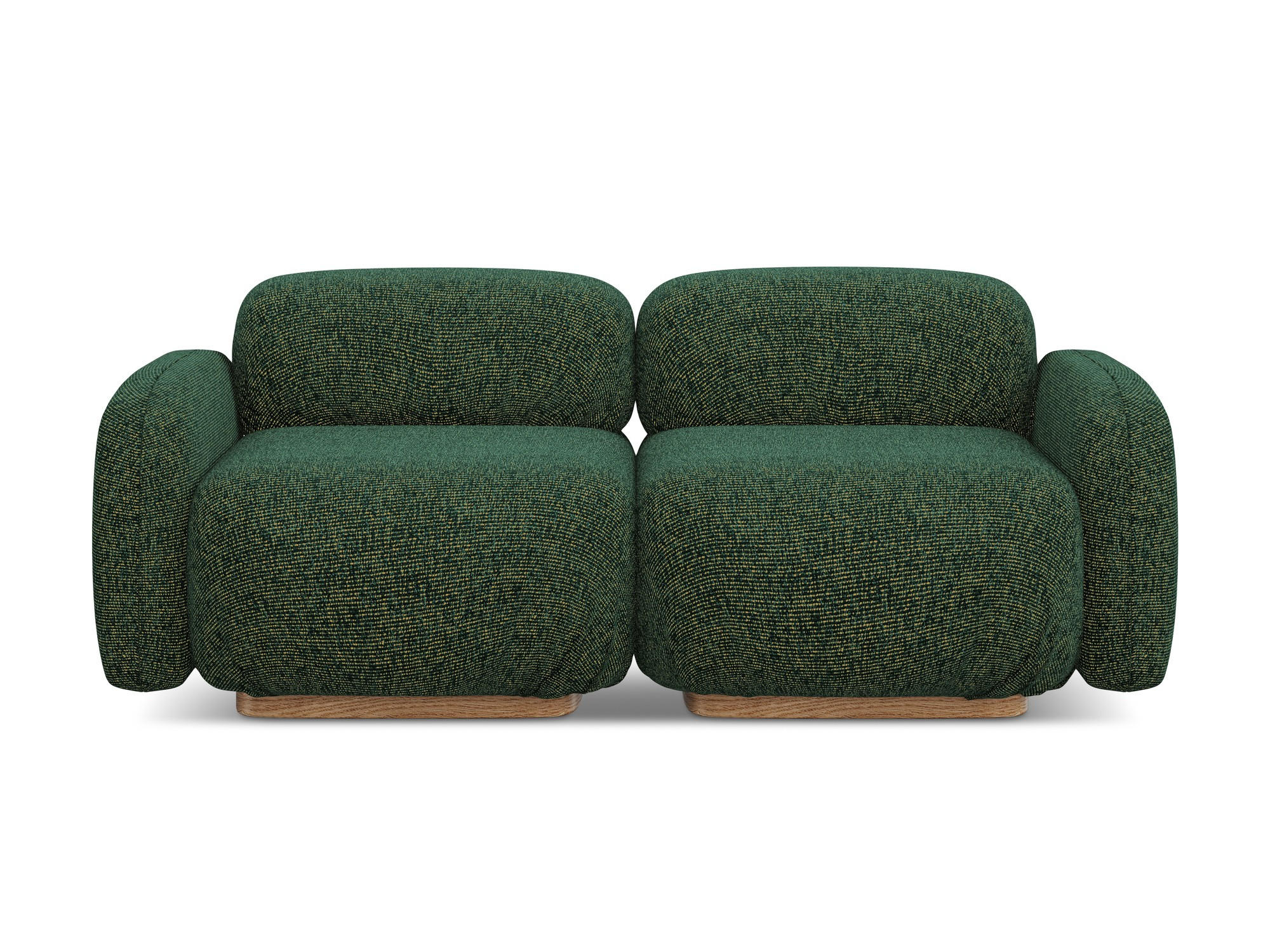 3-SITZER SOFA Strukturstoff Stoff Grün - Braun/Grün, Holz/Textil (190/73/95cm) - Makamii