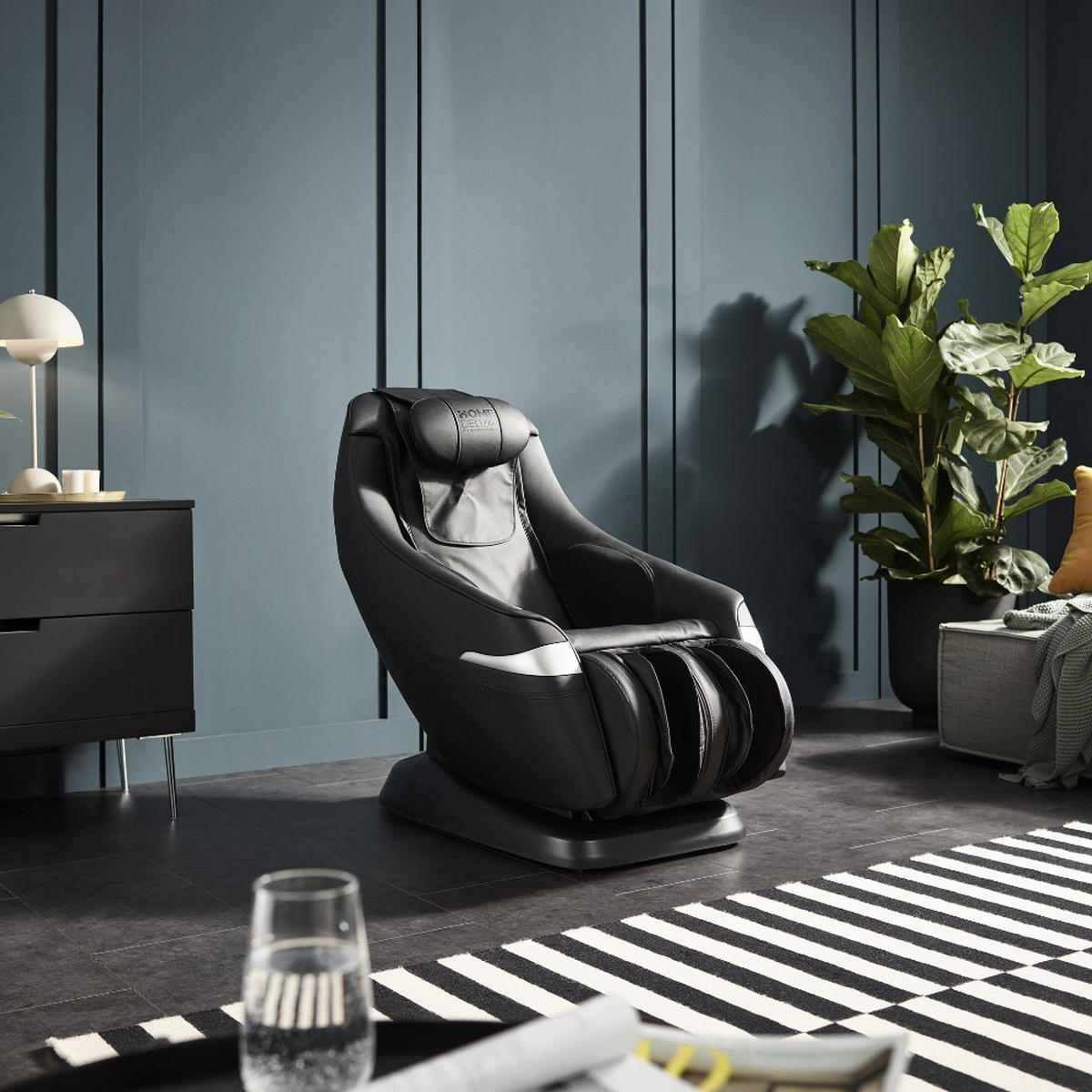 MASSAGESESSEL ATTIVA - Farbe: Schwarz - Schwarz, Leder (65.5/112/100cm) - Home Deluxe