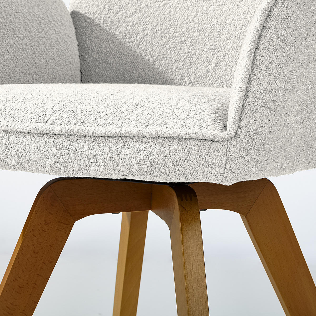 DREHBARER ARMLEHNENSTUHL - Buchefarben/Weiß, Holz/Textil (62/89/62cm) - home24