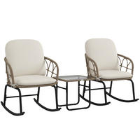 SCHAUKELSTUHL DE-06704 Boho-Stil, PE-Rattan, wetterbeständig Creme - Gelb/Creme, Kunststoff/Metall (82/75/63cm) - ComfortXL