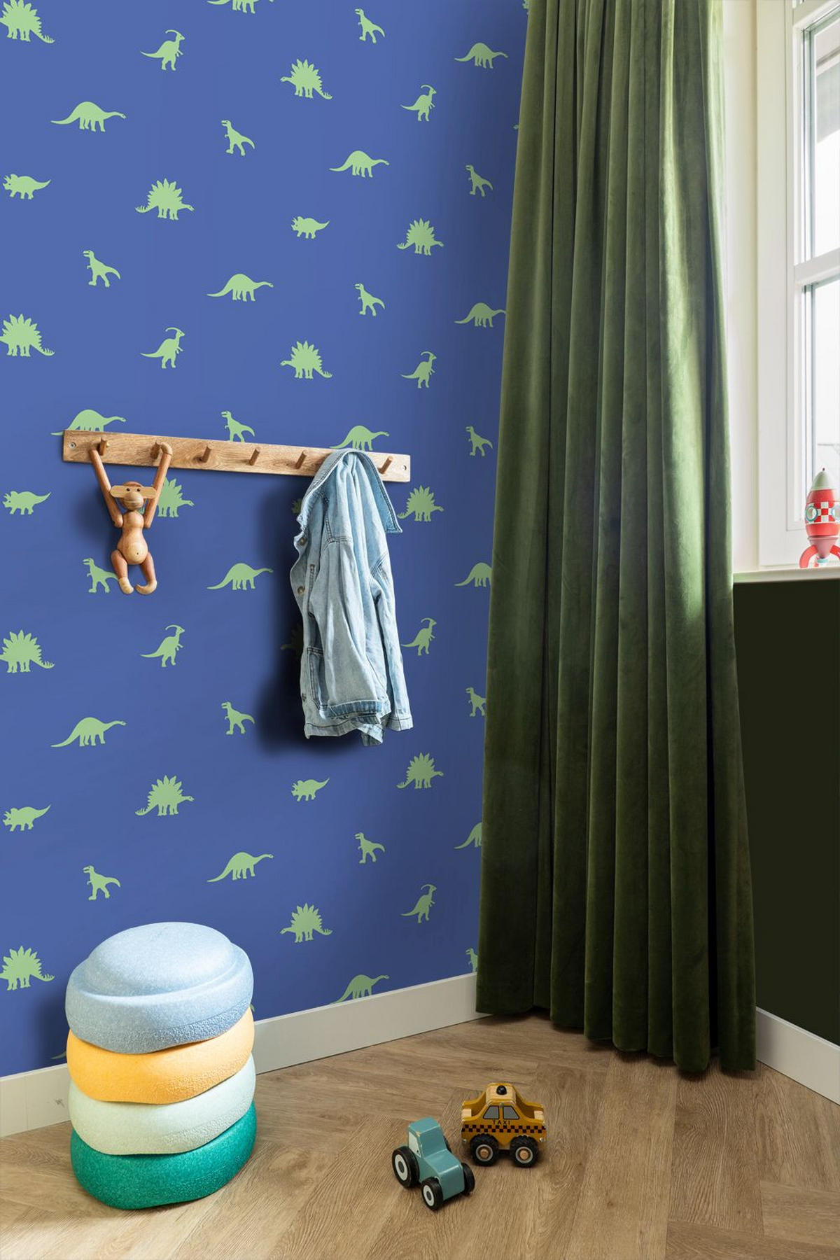 TAPETE Dinosaurier 50 x 900 cm - Blau, Papier (50/0.1cm) - ESTAhome