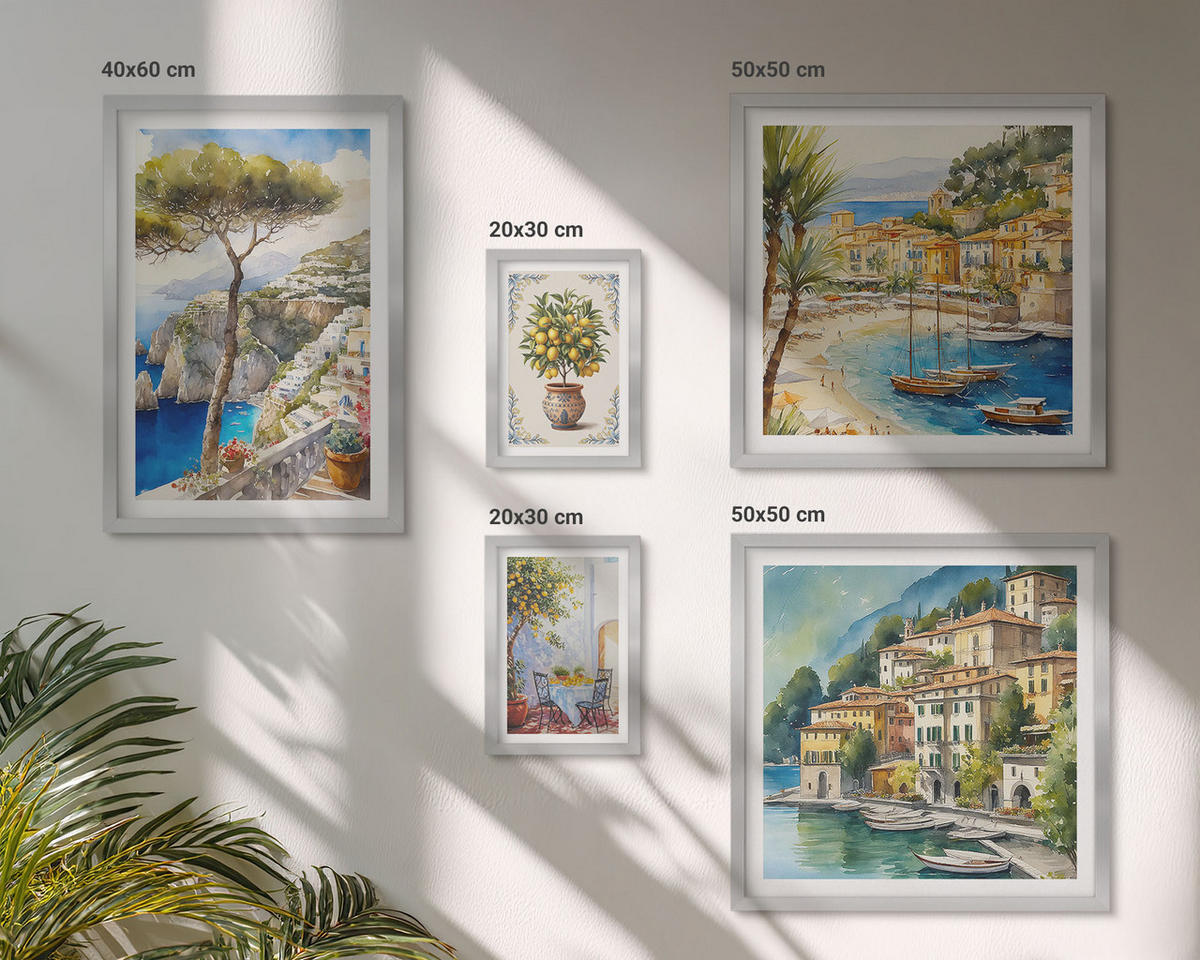 WANDBILDER 5er Set - 50x50 cm & 20x30 cm & 40x60 cm Silberner Rahmen - Monochromatische Brückentürme - Silberfarben, Kunststoff (40/60cm) - ArtPrintCave