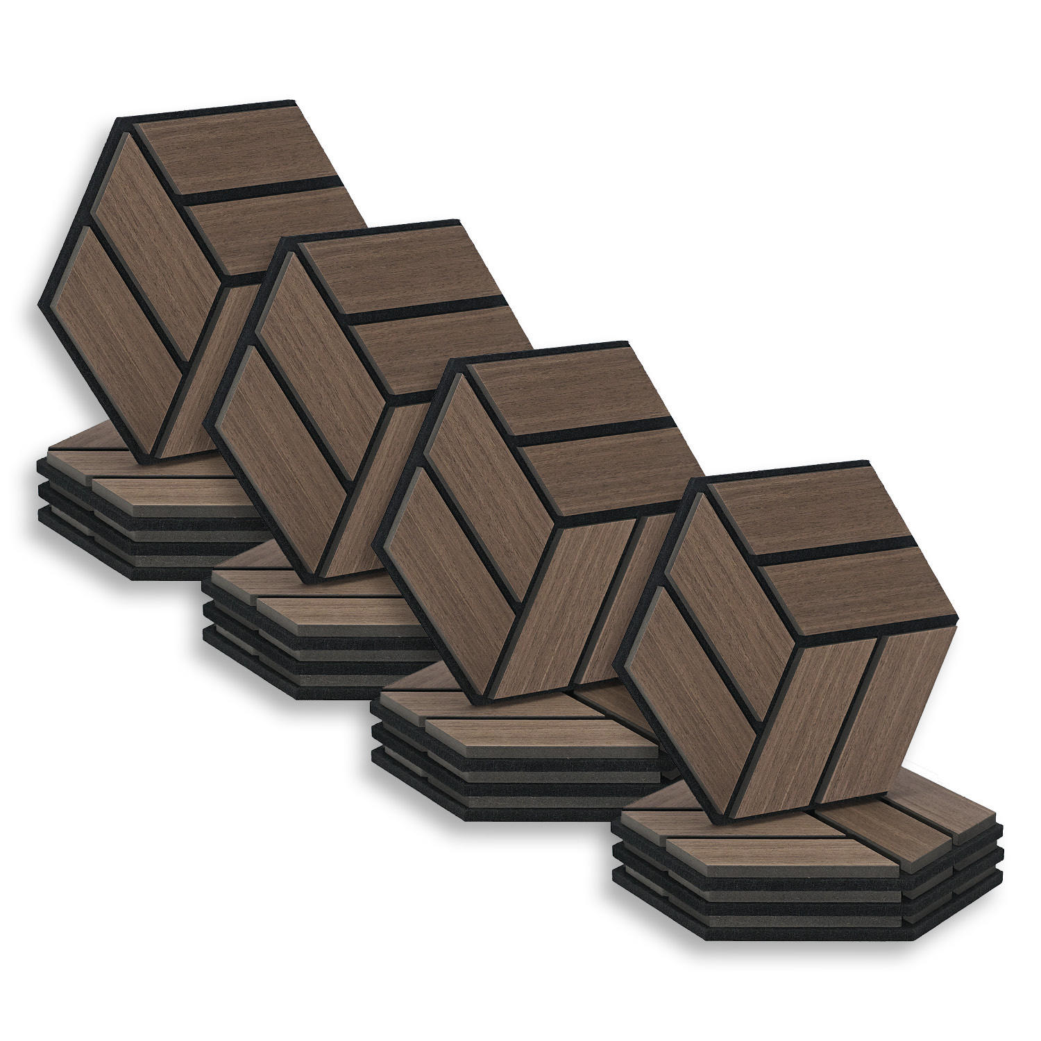 AKUSTIKPANEEL Hexagon Braun 16 Stück - Braun, Holz (30/26/2cm) - Homestyle4u