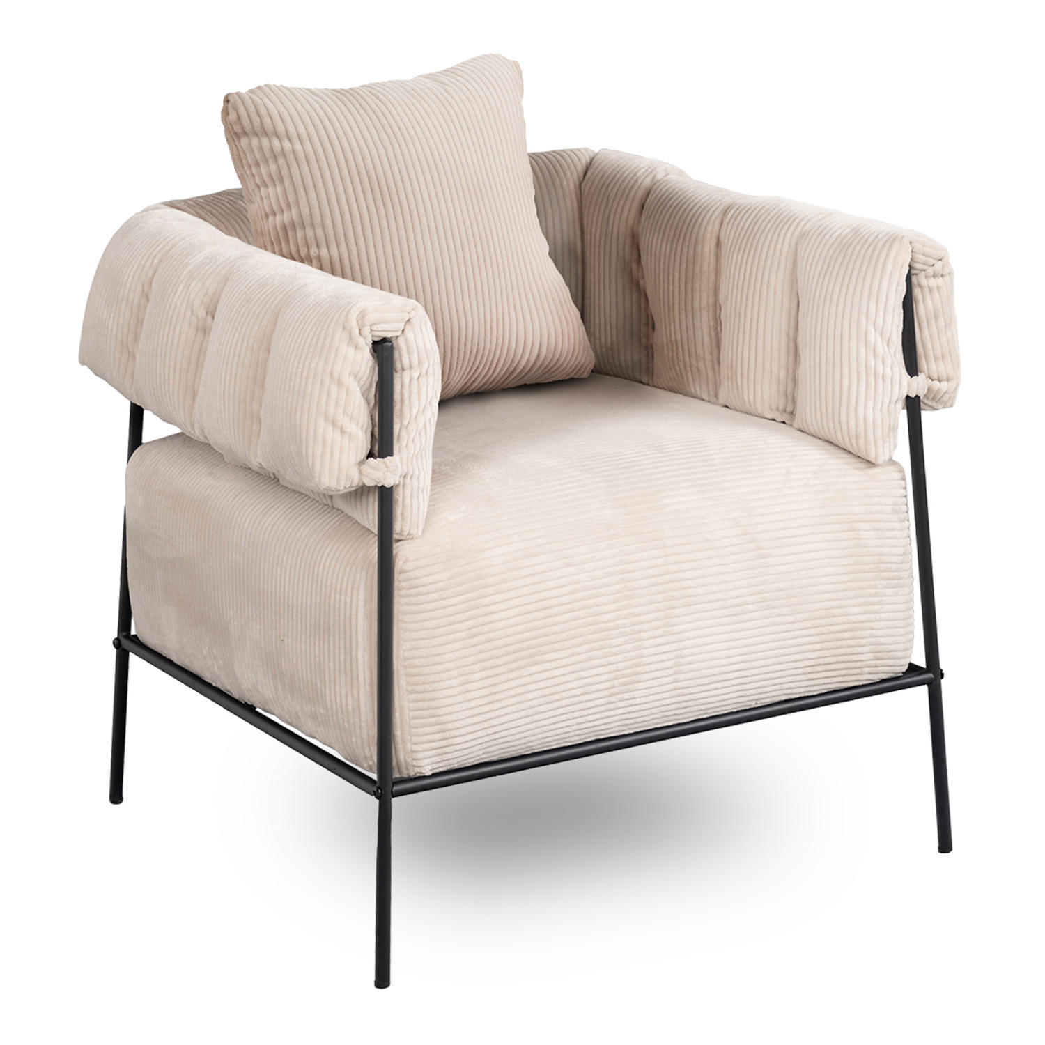 LOUNGESESSEL in Cord Beige - Beige, Metall (74/72.5/71cm) - Meubles Cosy