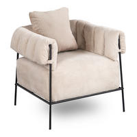 LOUNGESESSEL in Cord Beige - Beige, Metall (74/72.5/71cm) - Meubles Cosy
