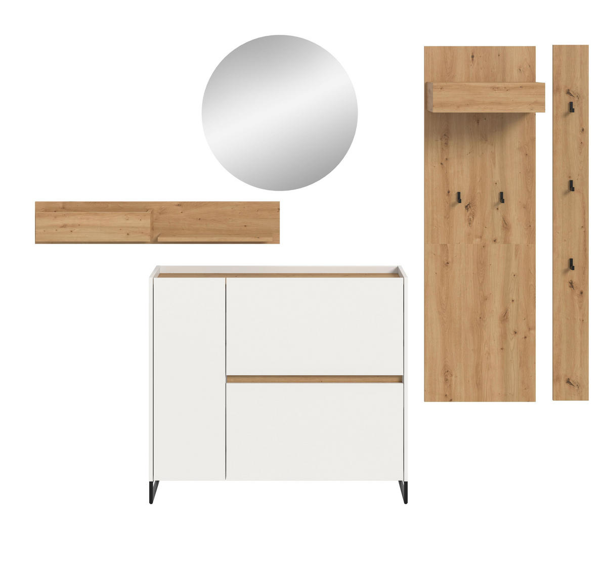 GARDEROBE Flow (B/H/T: ca. 236/197/32 cm) 5 tlg. in Weiß/weiß - Weiß, Holzwerkstoff (236/197/32cm) - Homes & Jones