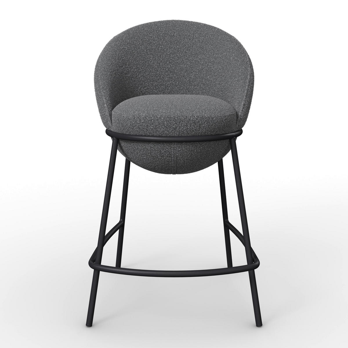 BARHOCKER Zoa Grau Struktur Gepolstert - Grau, Holz (53/51/100cm) - Bessagi Home