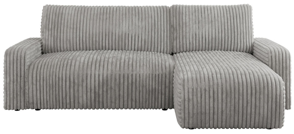 ECKSOFA ARGOS Hellgrau Cord - Hellgrau/Schwarz, Kunststoff/Textil (245/150cm) - MKS