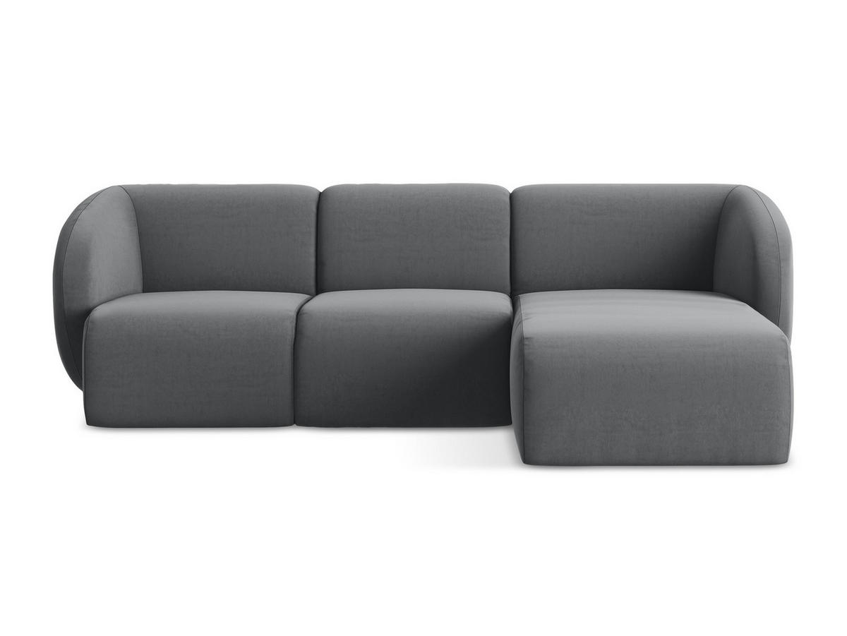 ECKSOFA Rechts Samt Stoff Grau - Edelstahlfarben/Schwarz, Holzwerkstoff/Kunststoff (248/166cm) - Makamii