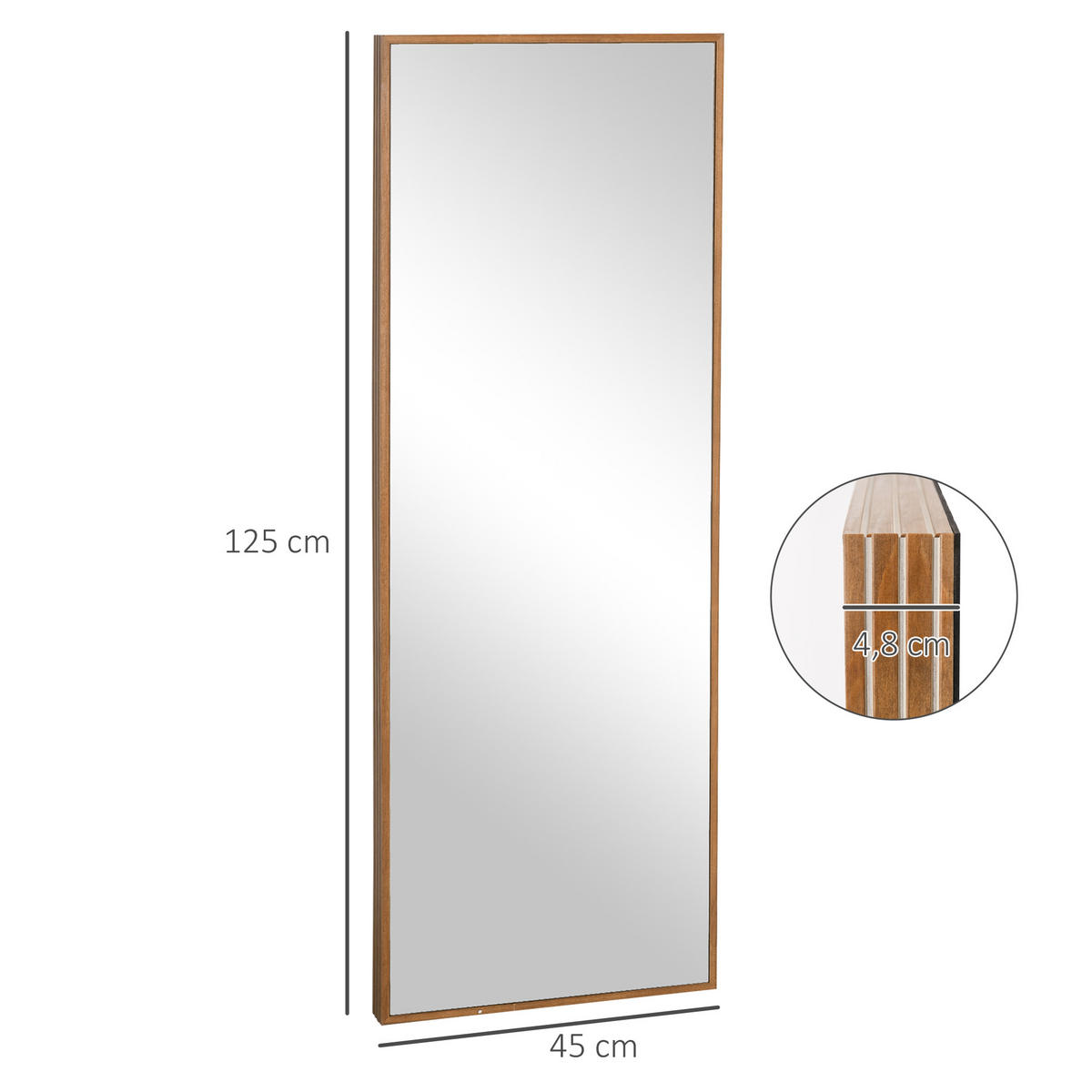 WANDSPIEGEL - Naturfarben, Glas/Holzwerkstoff (48/125/45cm) - HOMCOM