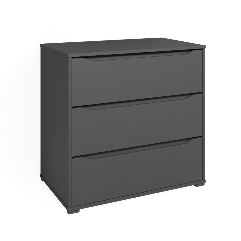 KOMMODE Ruben Anthrazit 80 x 77.6 cm mit 3 Schubladen - Anthrazit, Holzwerkstoff (48/77.6/80cm) - Vicco