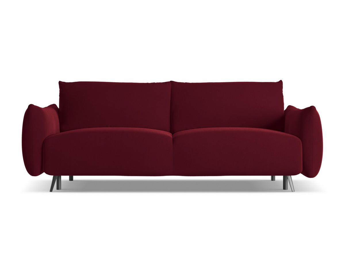 3-SITZER SOFA mit Schlaffunktion Samt Stoff Rot - Bordeaux/Rot, Textil/Metall (230/86/105cm) - Makamii