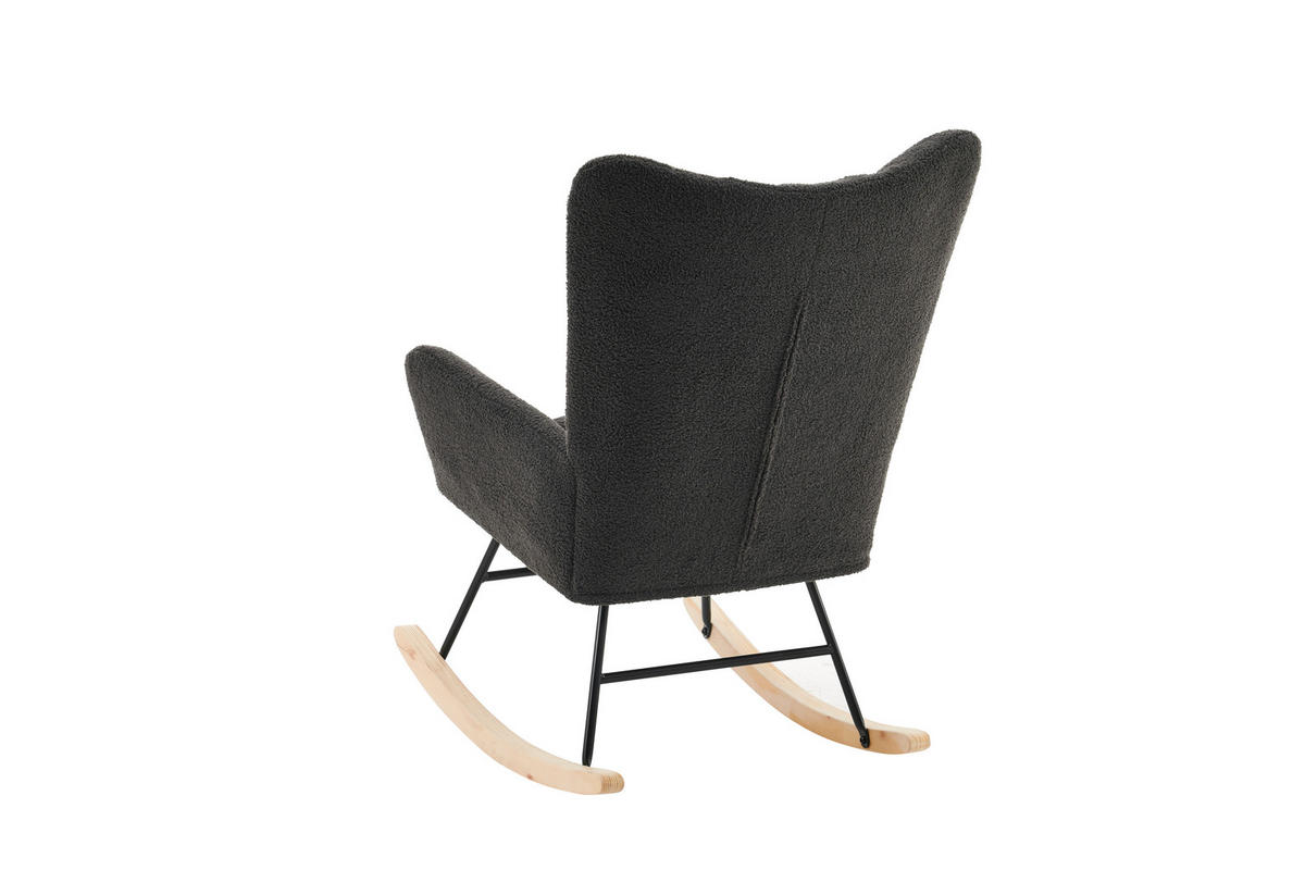 SCHAUKELSTUHL mit hoher Rückenlehne, Armlehnen Teddy-Samt 95/53,5/91 cm Grau - Grau, Textil (53.5/91/95cm) - Redom