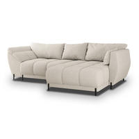 ECKSOFA VESTANO R-S Creme Boucle-Stoff mit Schlaffunktion - Creme, Holz (287/182cm) - MASSENO