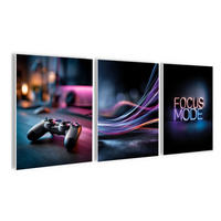 BILDERSET 3er-Set 30x40 cm Gaming neon Jugendzimmer - Beige, Kunststoff (30/40cm) - artissimo