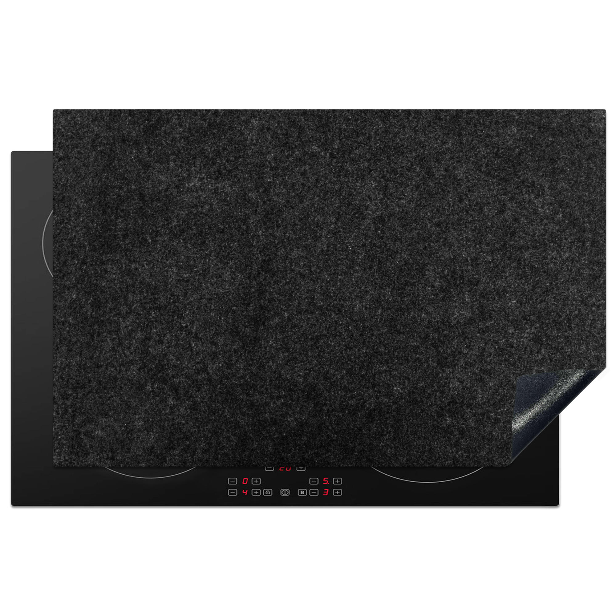 HERDABDECKPLATTE Granit - Schwarz - Granitstruktur - Dunkel Induktionsmatte 81x52 cm - Schwarz, Kunststoff (81/52/0.2cm) - MuchoWow