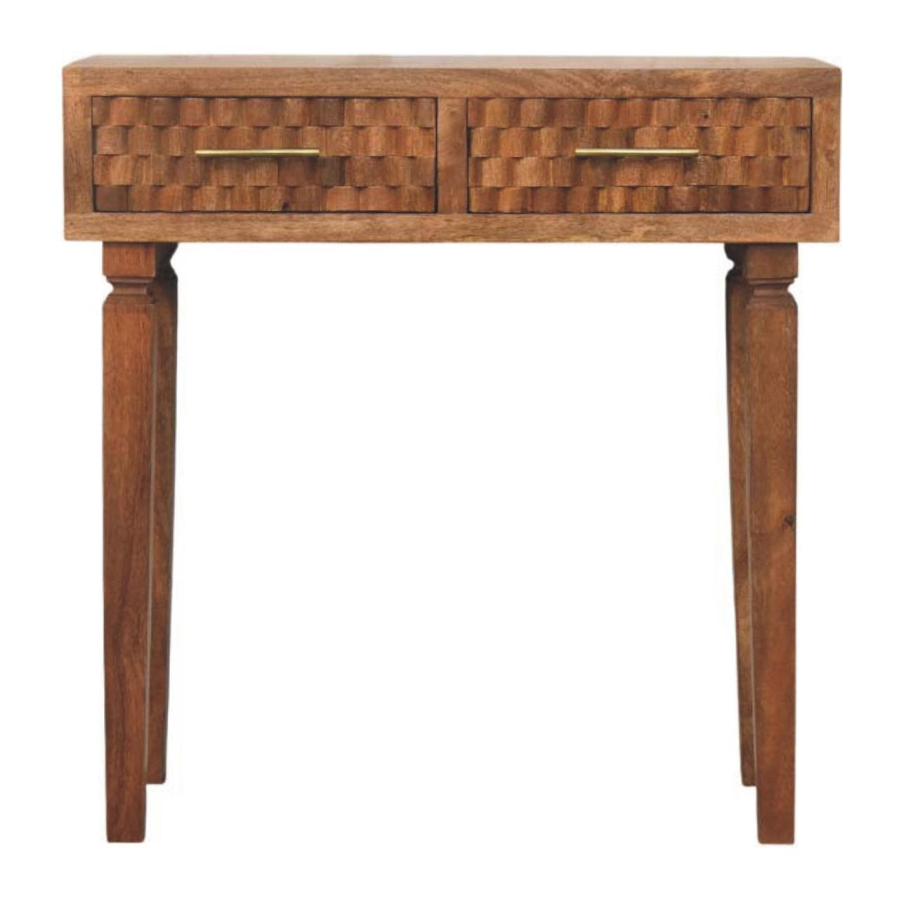KONSOLENTISCH Golden-Teak-Finish, 2 Schubladen, Hellbraun - Braun, Holz (80/35/82cm) - Artisan Furniture