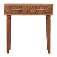 KONSOLENTISCH Golden-Teak-Finish, 2 Schubladen, Hellbraun - Braun, Holz (80/35/82cm) - Artisan Furniture