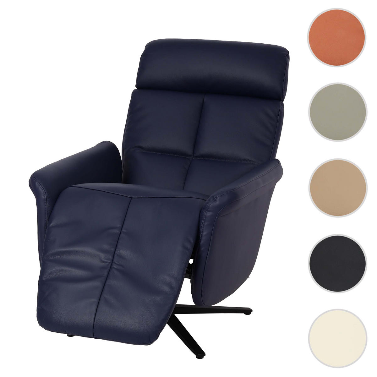 RELAXSESSEL Blau - Blau, Leder (76/110/153cm) - MCW