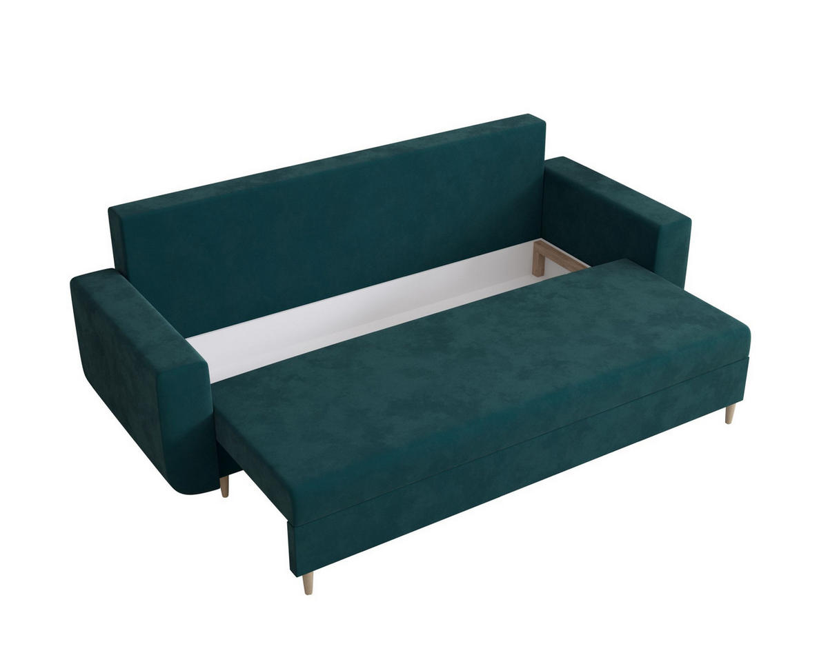 SOFA DELFIN mit Schlaffunktion ITAKA 39 Sofa mit Stauraum - Türkis, Textil (90/88/240cm) - Bedante