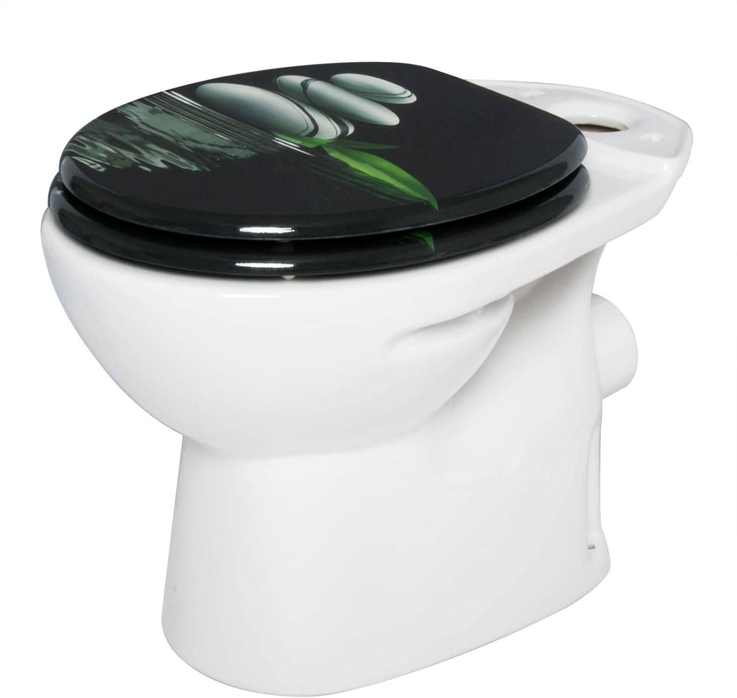 WC SITZ, mit Absenkautomatik, MDF Holzkern, Oval - Schwarz, Kunststoff (37/5/43cm) - Woltu