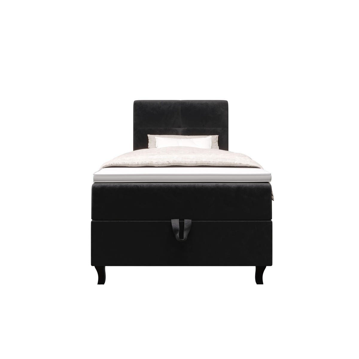 BOXBETT LIMBA mit Matratze H3 und Topper 80x200 Monolith 97 - Dunkelgrau, Holz/Textil (80/200cm) - Bedante