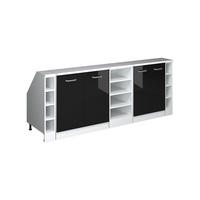 KUCHYNSKÁ SKRIŇA PRE ŠIKMÉ STRECHY R-Line Čierny vysoký lesk 210 cm Súprava 5 korpusov skrine hĺbka 60 cm - biela/čierna s vysokým leskom, kompozitné drevo (210/83.8/60cm) - Vicco