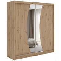 SCHWEBETÜRENSCHRANK mit Schubladen 200 - VERONA - Eiche Artisan mit Spiegel - Alufarben/Eiche Artisan, Holzwerkstoff/Metall (200/216/61cm) - MKS