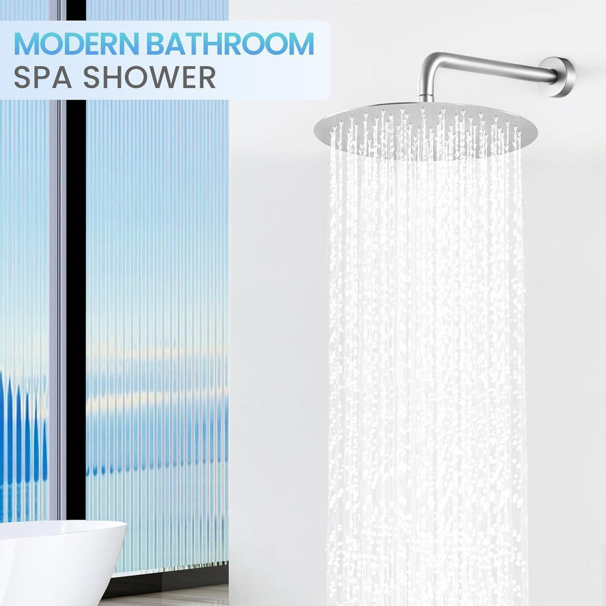 REGENDUSCHE 30 cm Gebürstetes Nickel Wassersparend Edelstahl 304 - Silberfarben, Metall (30.5/12.7/30.5cm)